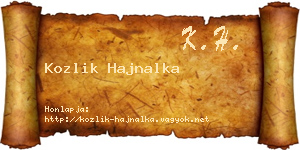 Kozlik Hajnalka névjegykártya